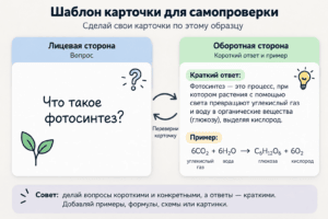 Шаблон карточки для самопроверки